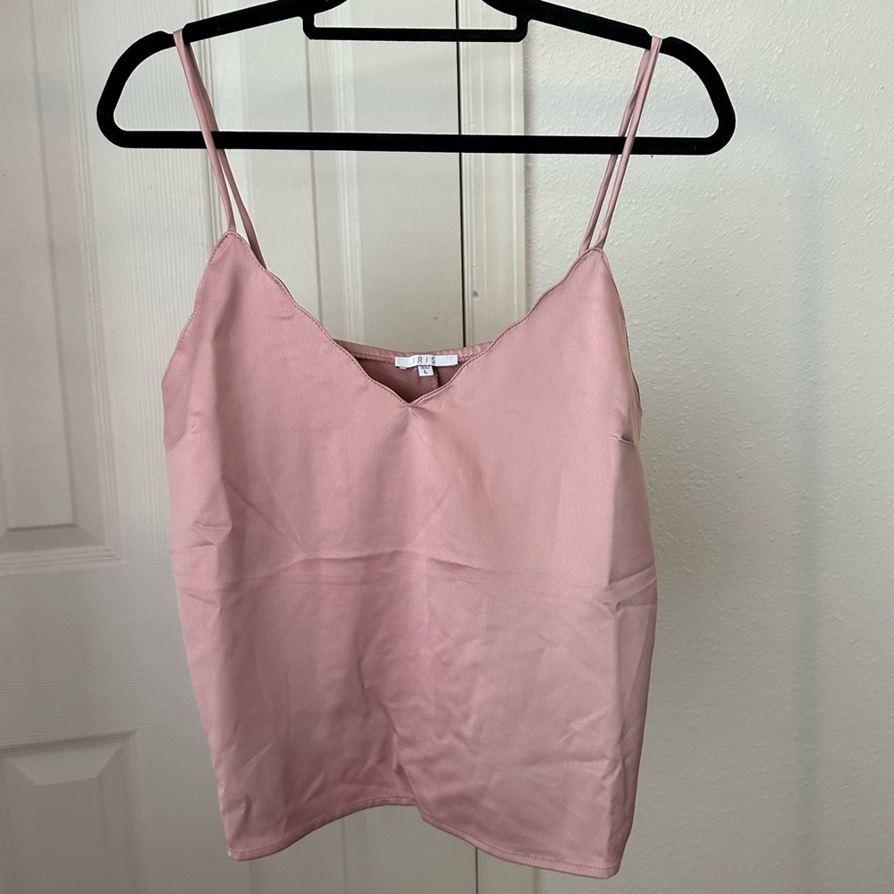 Pink satin tank top